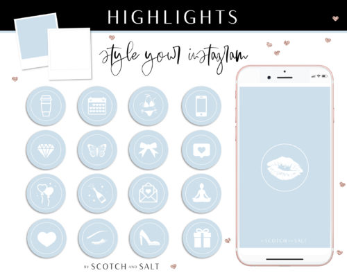Light Baby Blue Instagram Stylish Social Media Highlight Cover Icons by Scotch and Salt