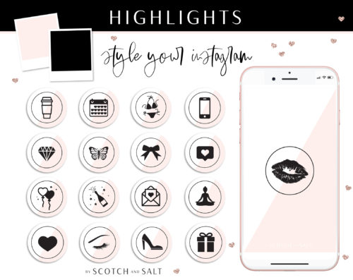 Pink White and Black Instagram Stylish Social Media Highlight Cover Icons by Scotch and Salt