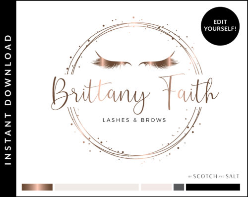 Edit Yourself Rose Gold Premade Logo Design for Lash and Brow Artists by Scotch and Salt