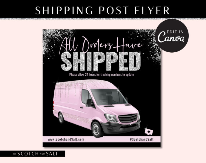 SHIPPING Template, Social Media Flyer Shipped Orders, Your Order is on the Way Instagram Post, Hair Extensions and Bundles, Instagram Post