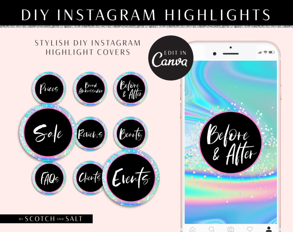 Hologram INSTAGRAM HIGHLIGHT covers - Scotch and Salt