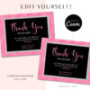 Diamond Thank you Card Template, Rhinestone Hair Loyalty Postcard, Business Thank You Card Lash, Etsy Seller Printable Packaging Inserts